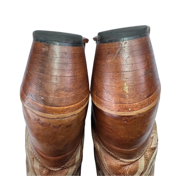 Justin Handcrafted Western Cowboy Boots BRL120 Bent Rail Brown Tan Womens 10B - Picture 10 of 14
